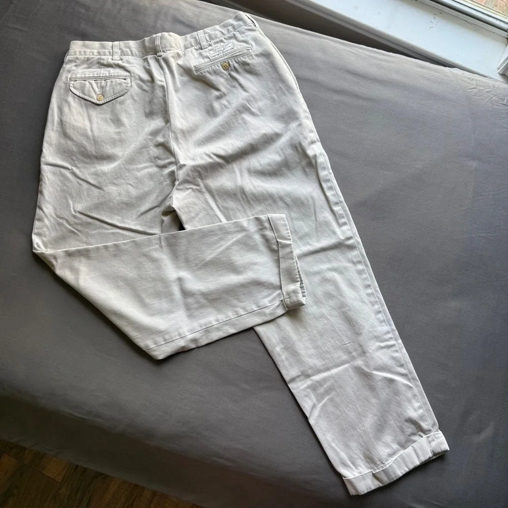 Polo Ralph Lauren Hammond Pant Mens 36x29 Tan Pleated Khaki Chino Cuffed Trouser